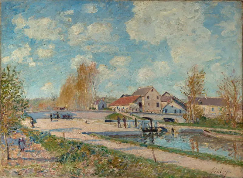 L'Écluse de Bourgogne à Moret, Printemps - Alfred Sisley image 1 reproduction de peinture à l’huile