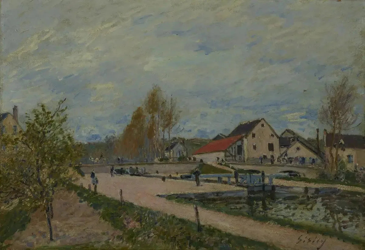 L'écluse de Bourgogne à Moret-sur-Loing - Alfred Sisley image 1 reproduction de peinture à l’huile