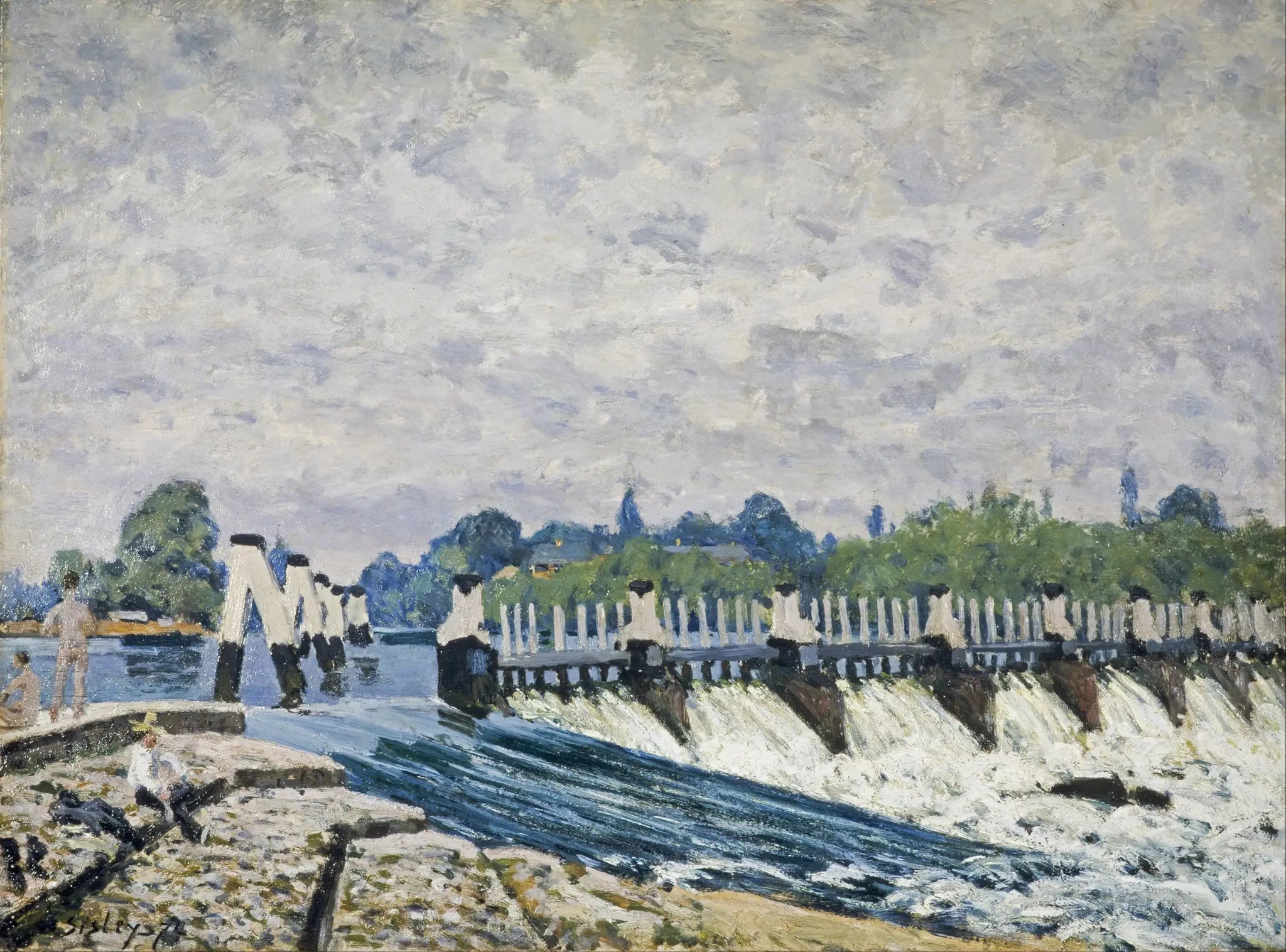 L'Écluse de Molesey près de Hampton Court, effet du matin - Alfred Sisley image 1 tableau peint à l’huile sur toile