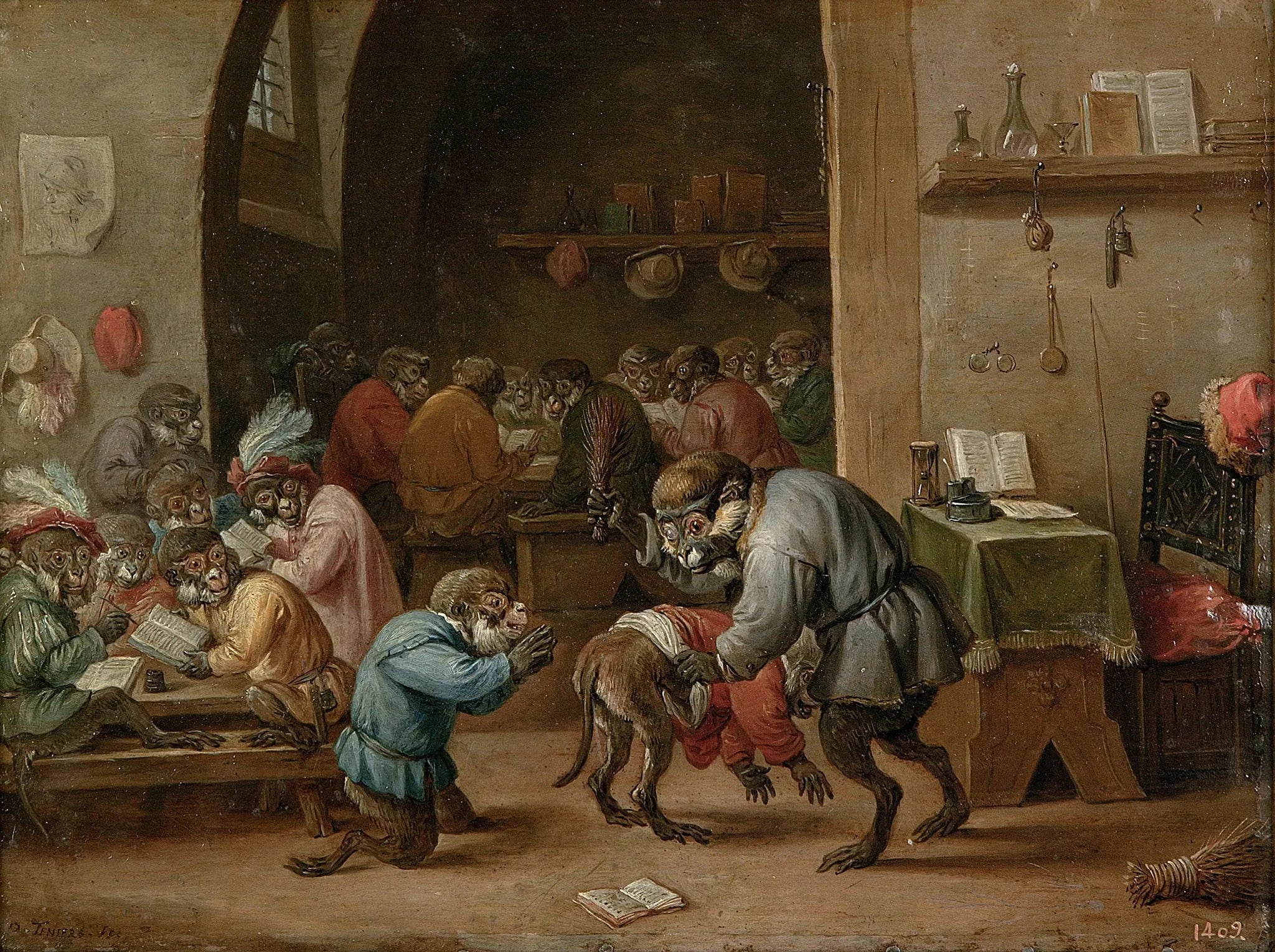 l'école des singes - David Teniers le Jeune image 1 reproduction d’œuvre d’art à l’huile