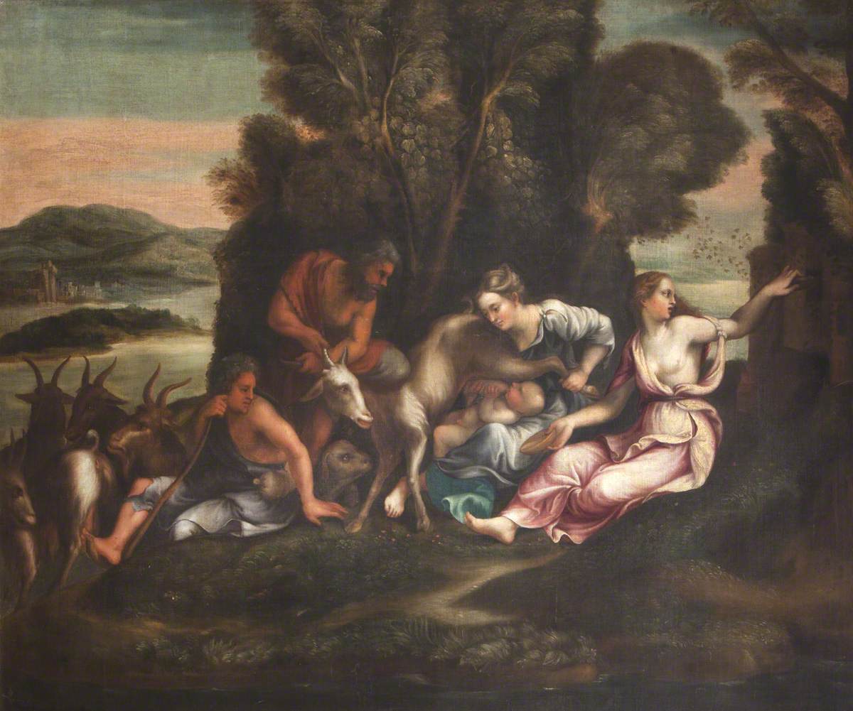 L'éducation de Jupiter - Giulio Romano image 1 copie peinte à la main à l’huile