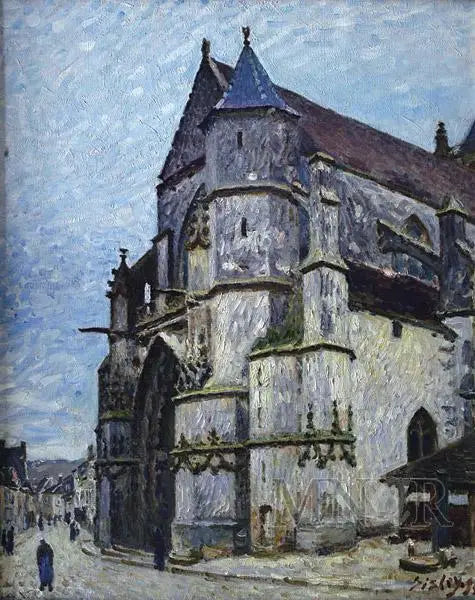 L'Église de Moret, en hiver - Alfred Sisley image 1 copie peinte à la main à l’huile