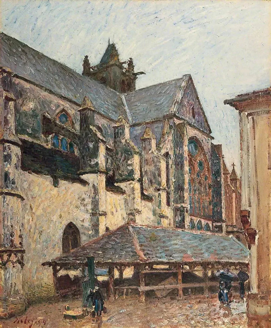 L'Église de Moret sous la pluie, côté transept - Alfred Sisley