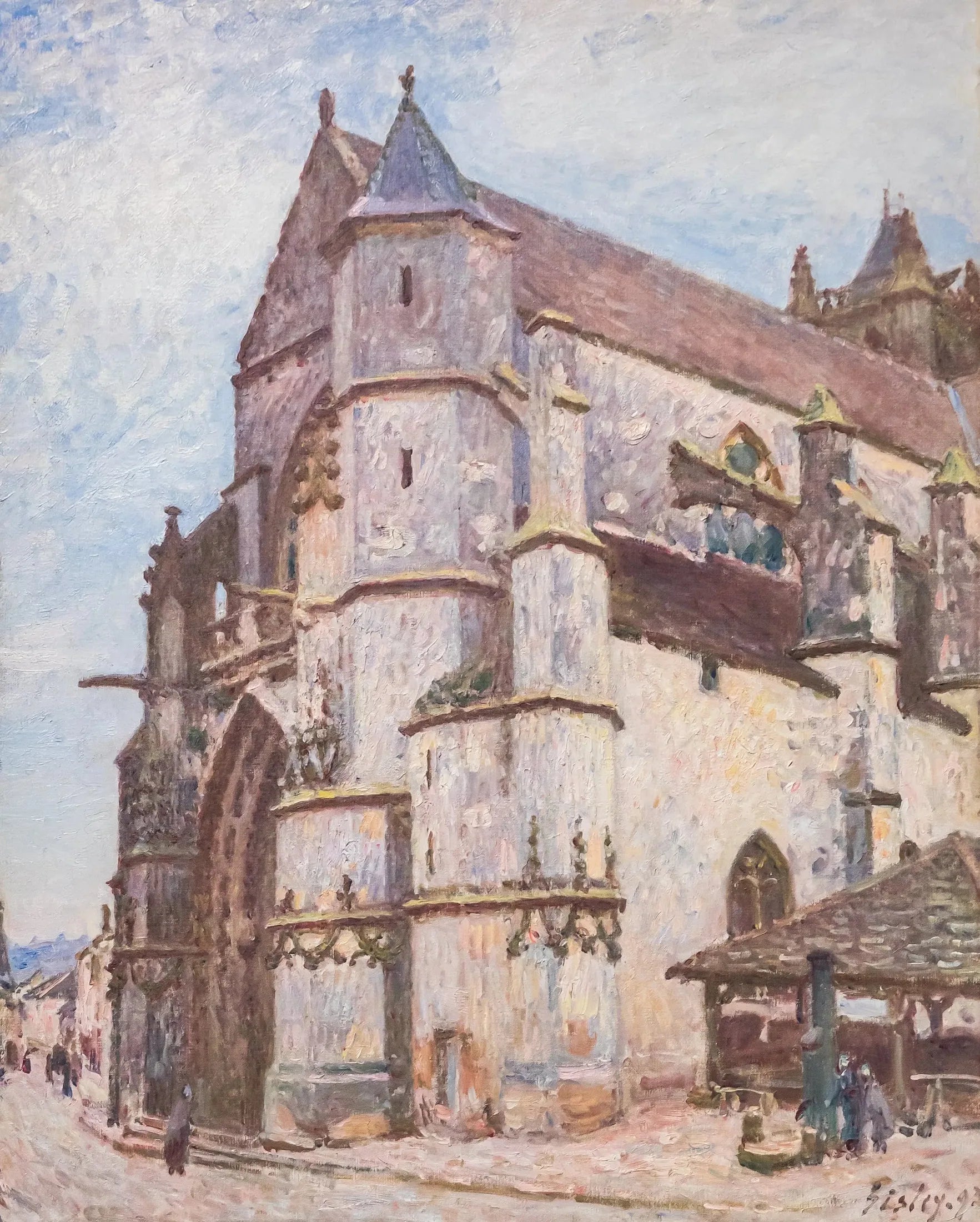 L'Église de Moret, temps pluvieux le matin - Alfred Sisley image 1 reproduction d’œuvre d’art à l’huile