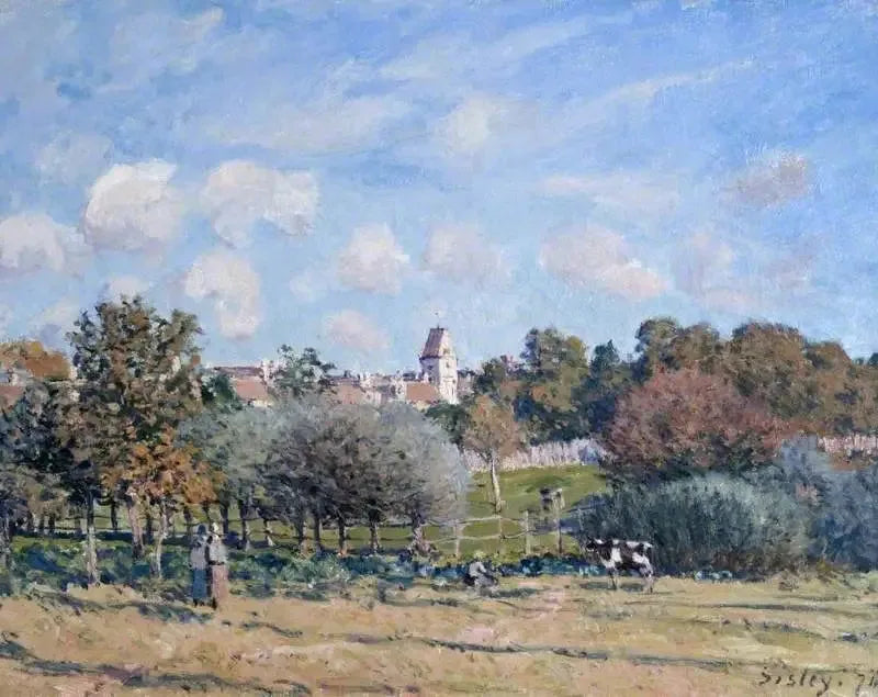 L'Église de Noisy-le-Roi, effet d'automne - Alfred Sisley image 1 reproduction de peinture à l’huile