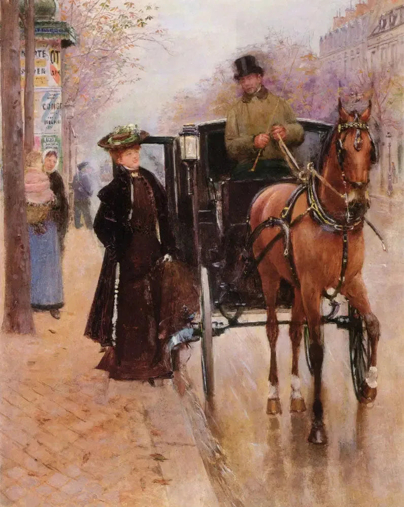 L'Élégante au fiacre - Jean Béraud image 1 reproduction de peinture à l’huile