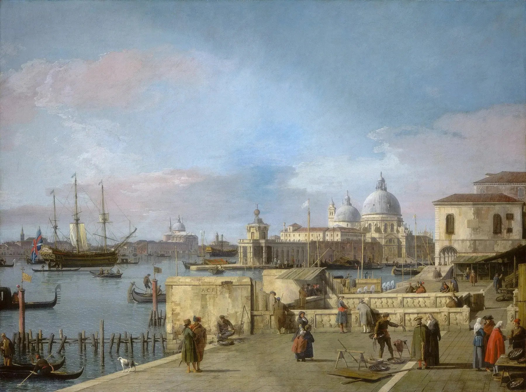 L'Embouchure du Grand Canal depuis le Môle, Venise - Canaletto image 1 copie de tableau peinte à la main