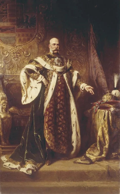 L'empereur François-Joseph Ier d'Autriche-Hongrie, vêtu des habits d'un chevalier grand-croix de l'ordre royal hongrois de Saint-Étienne - Gyula Benczúr image 1 reproduction de peinture à l’huile