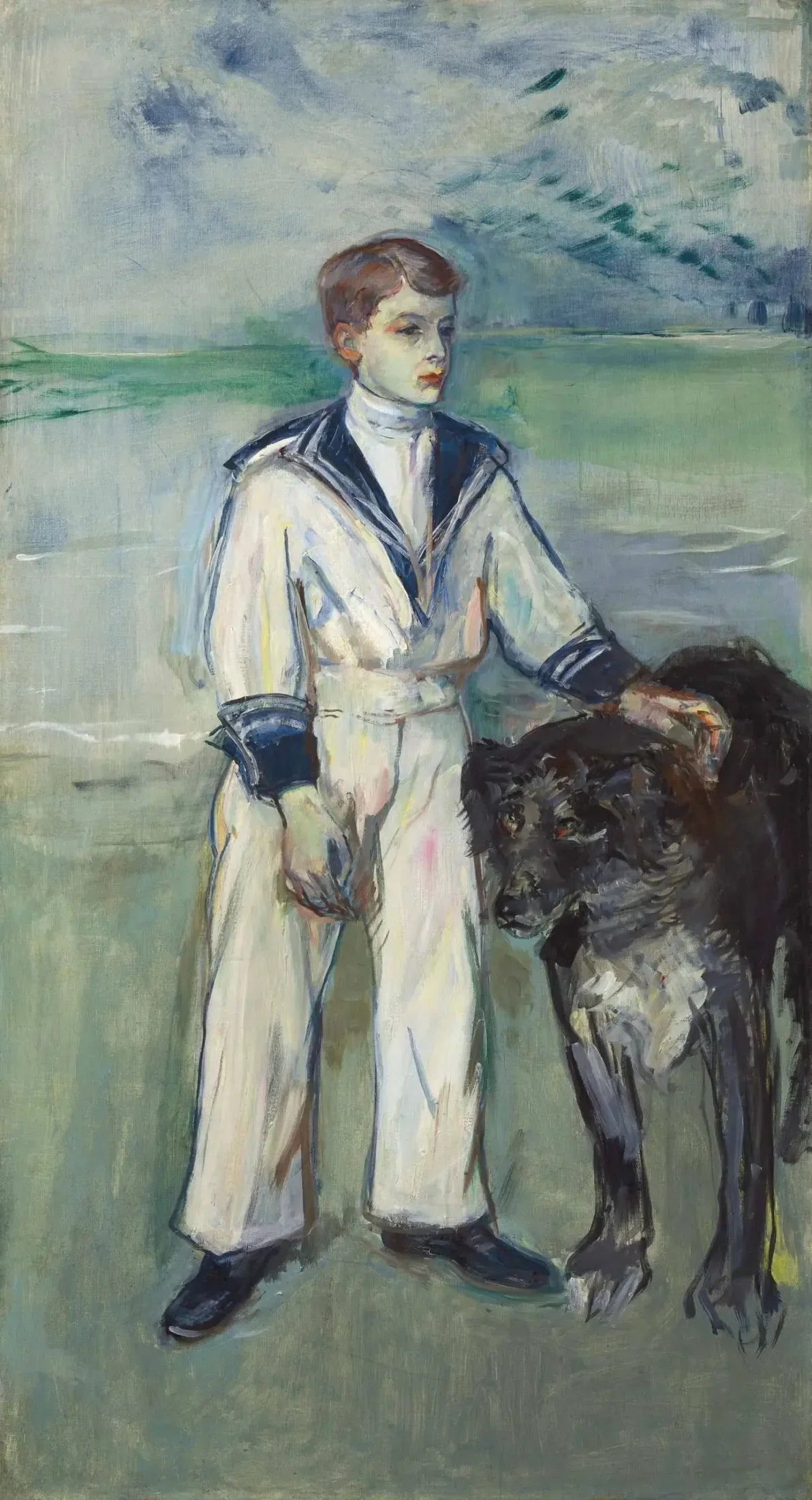 L'Enfant au chien, fils de Madame Marthe et la chienne Pamela, Taussat - Henri de Toulouse-Lautrec image 1 copie peinte à la main à l’huile