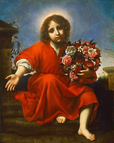 L'enfant Jésus invite l'âme chrétienne à la couronner selon le Cantique des Cantiques - Carlo Dolci