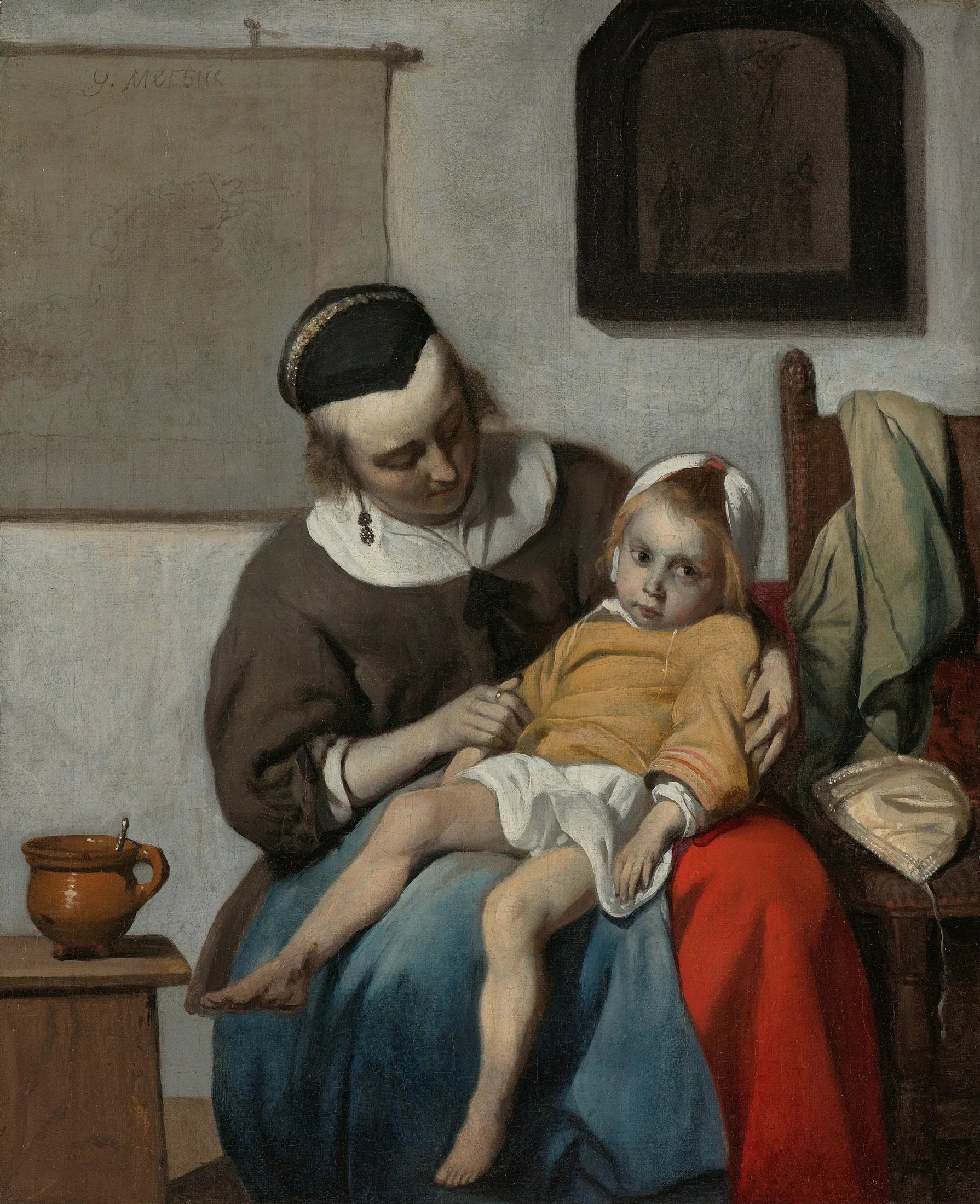 L'Enfant malade - Gabriel Metsu image 1 reproduction de peinture à l’huile