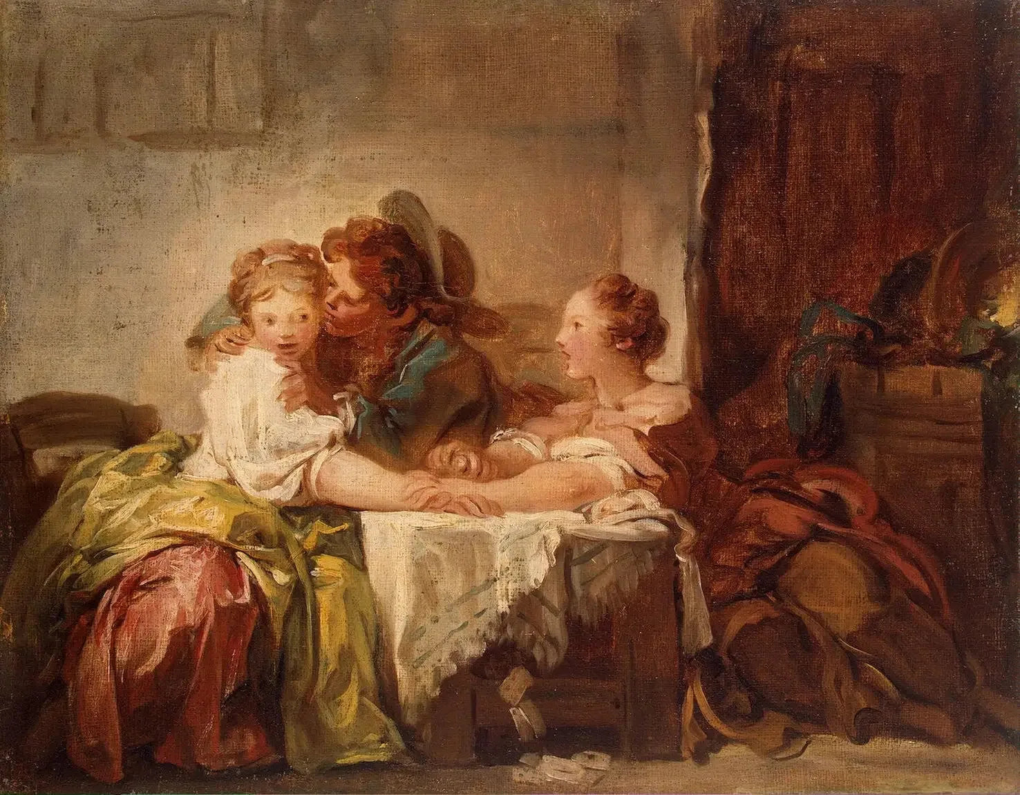 L'Enjeu perdu ou le baiser gagné - Jean-Honoré Fragonard image 1 copie peinte à la main à l’huile
