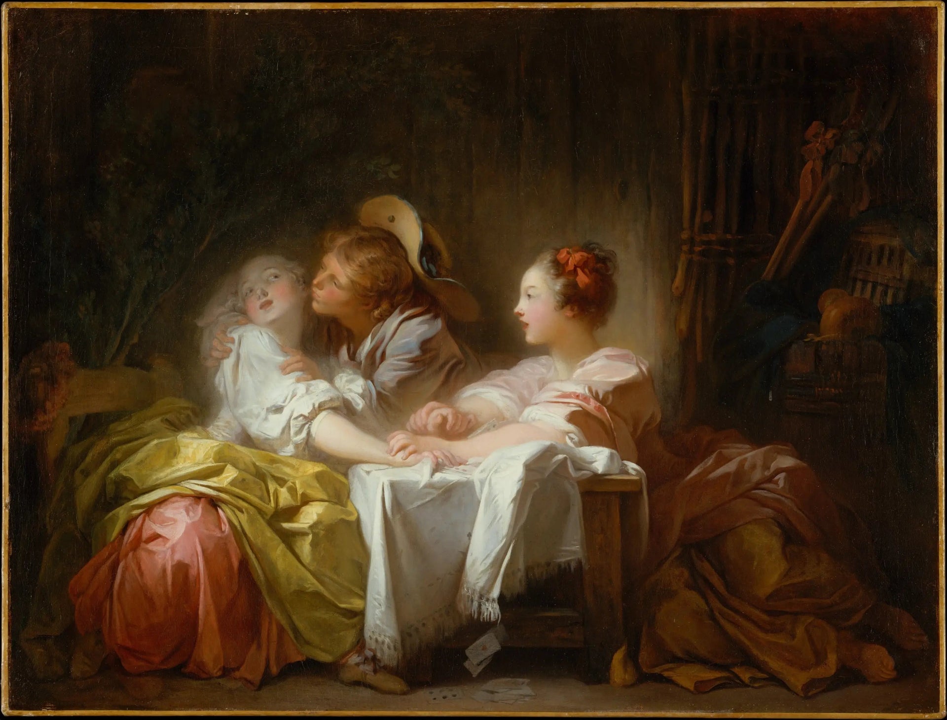 L'Enjeu perdu ou le Baiser gagné - Jean-Honoré Fragonard image 2 copie peinte à la main à l’huile
