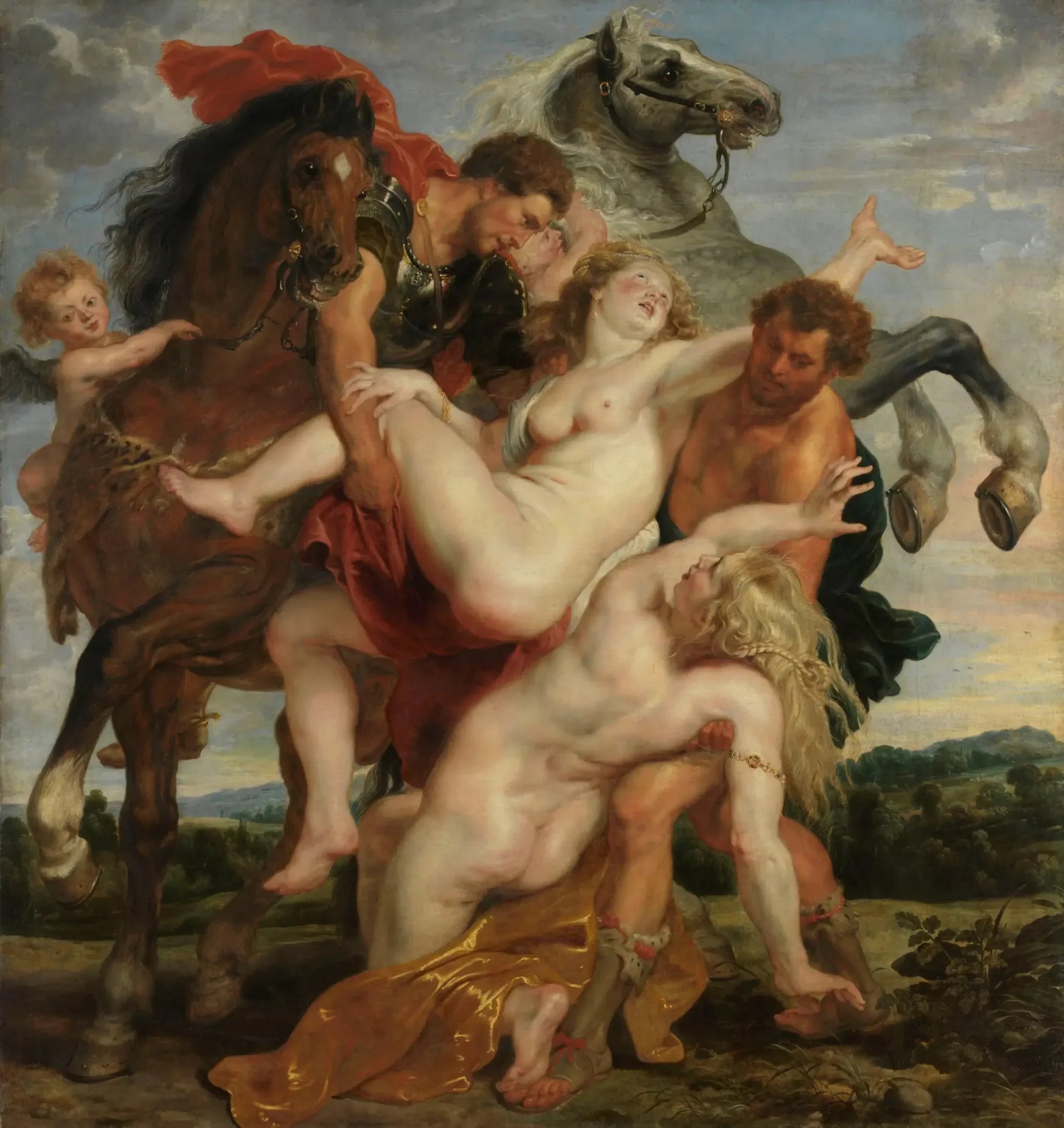 L'Enlèvement des filles de Leucippe - Peter Paul Rubens image 1 copie peinte à la main à l’huile