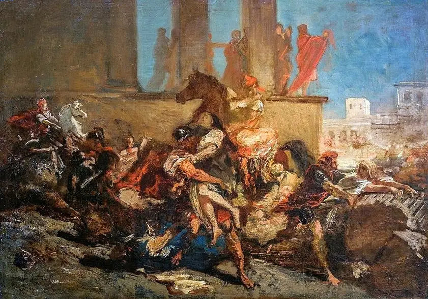 L'enlèvement des Sabines. - Eugène Delacroix image 1 reproduction de peinture à l’huile