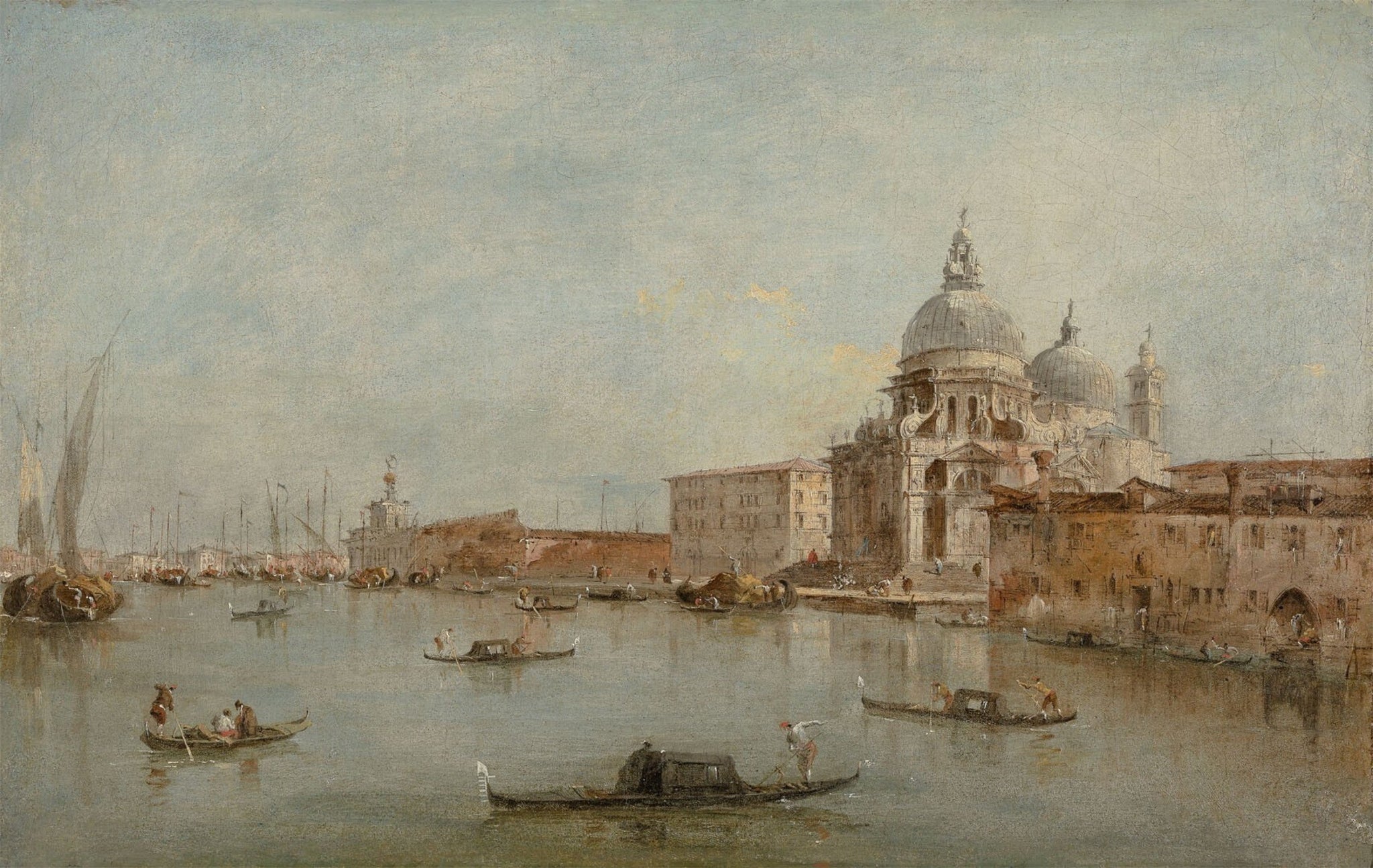 L'entrée du Grand Canal avec la basilique Santa Maria della Salute - Francesco Guardi image 1 copie de tableau peinte à la main