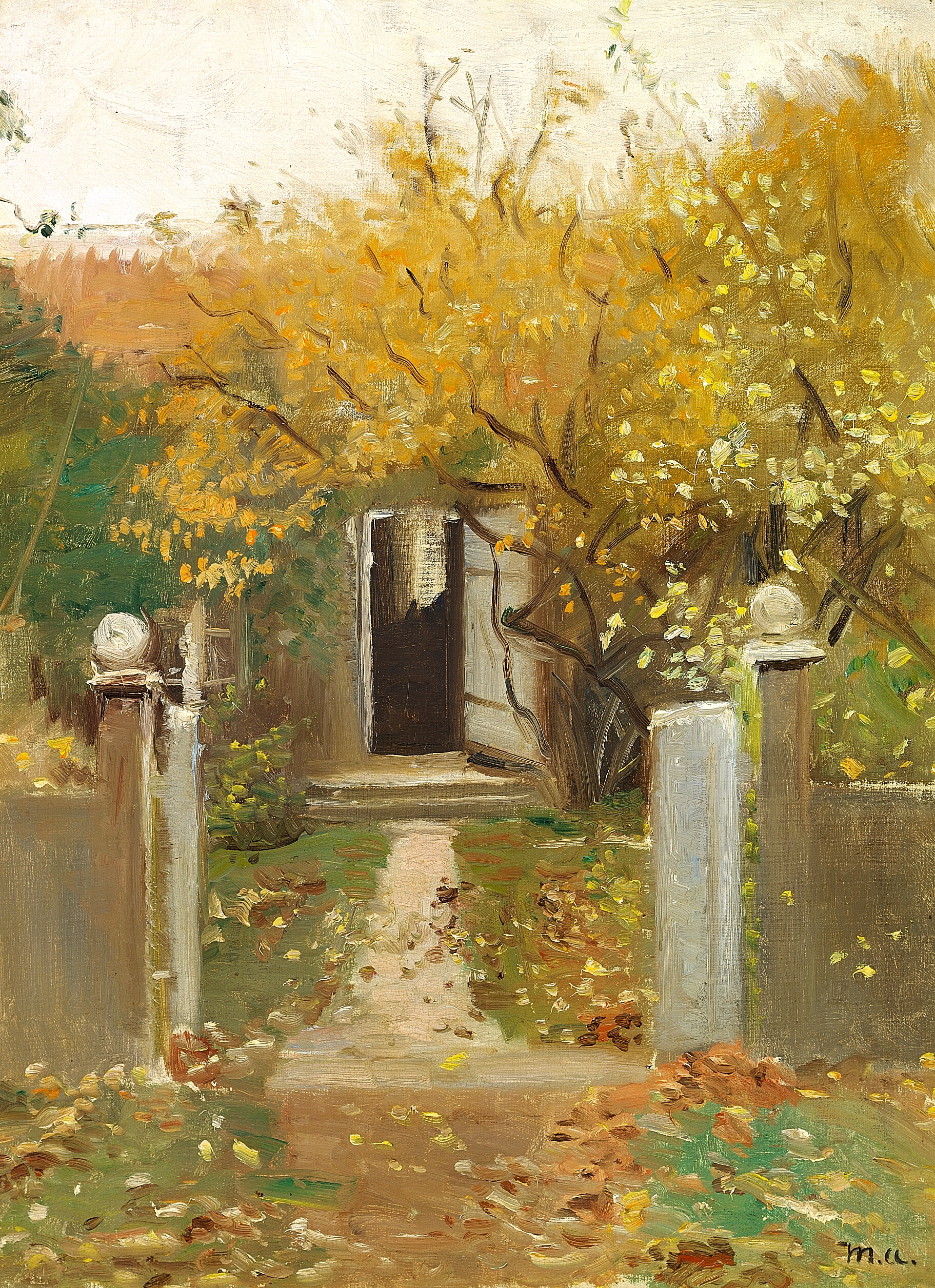 L'entrée du jardin de la maison de Michael et Anna Ancher sur Markvej à Skagen. - Michael Peter Ancher image 1 reproduction artisanale de tableau