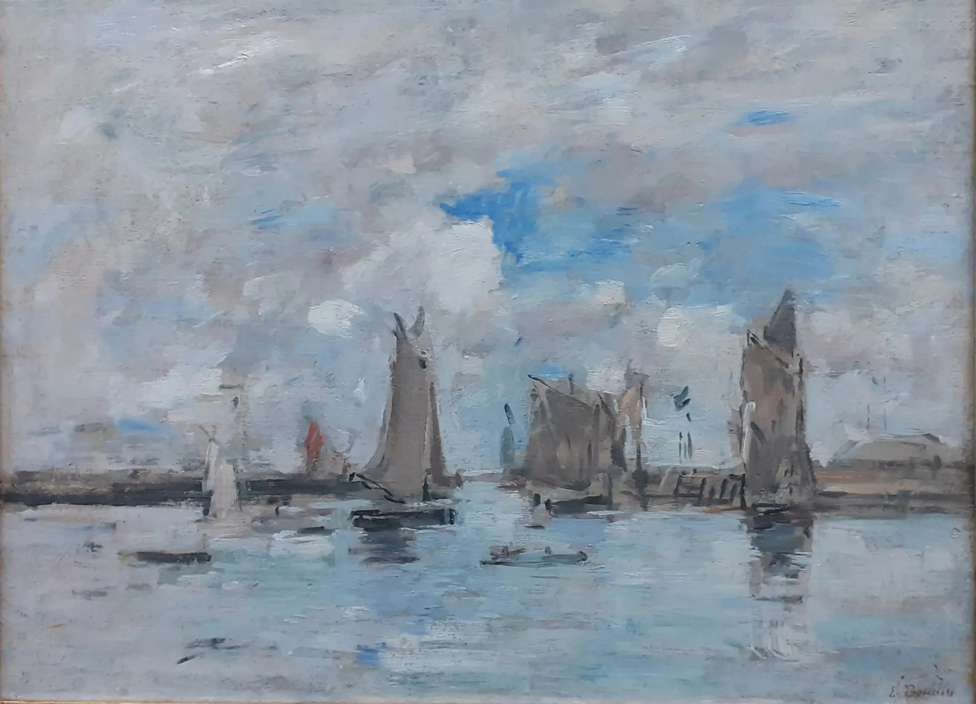 L'Entrée du port de Trouville - Eugène Boudin image 1 copie de tableau peinte à la main