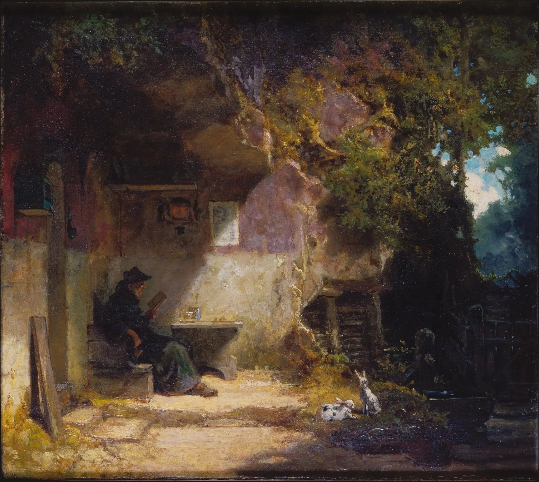 L'Ermite devant sa retraite - Carl Spitzweg image 1 reproduction de peinture à l’huile