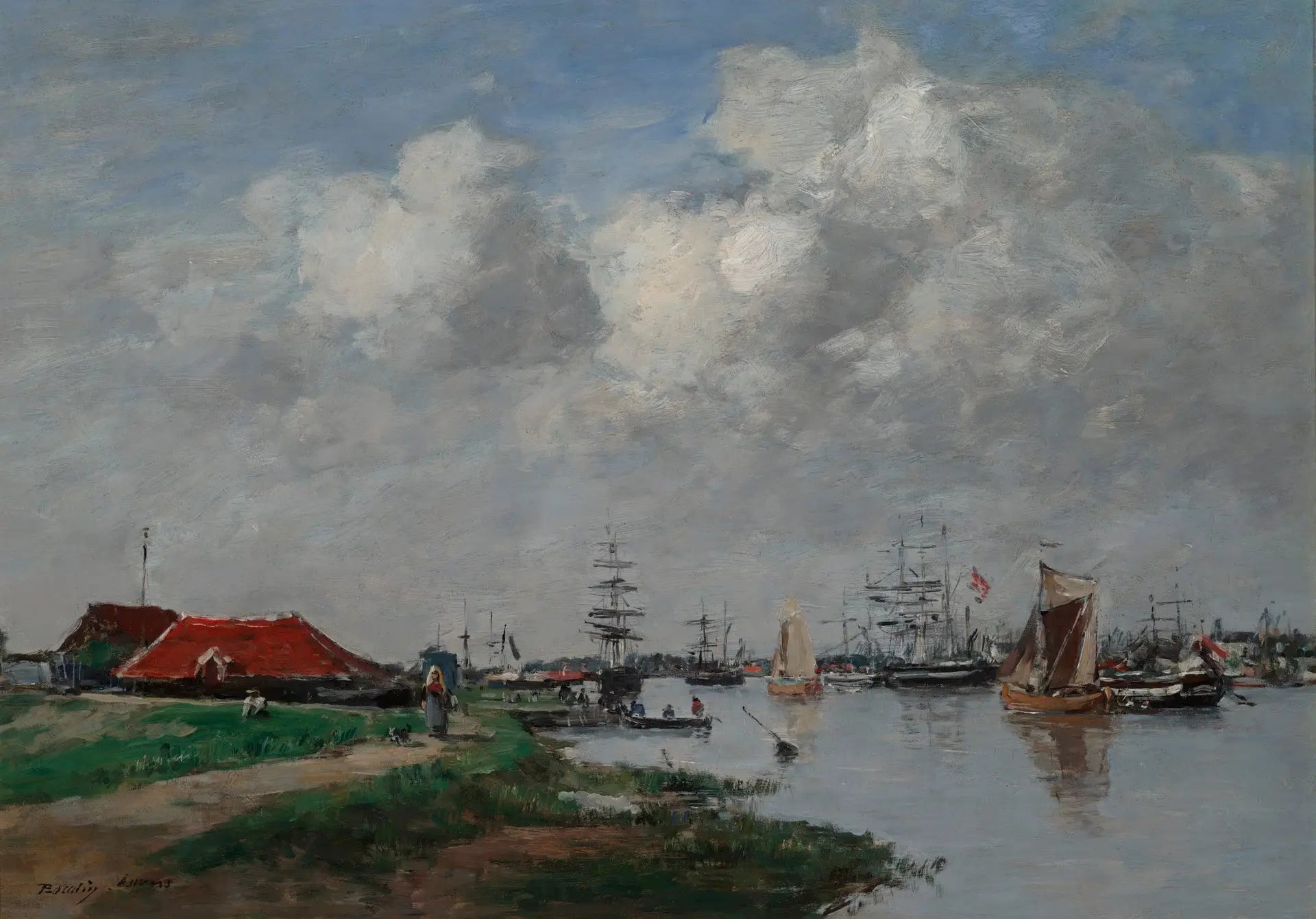 L'Escaut à Anvers - Eugène Boudin image 1 reproduction artisanale de tableau