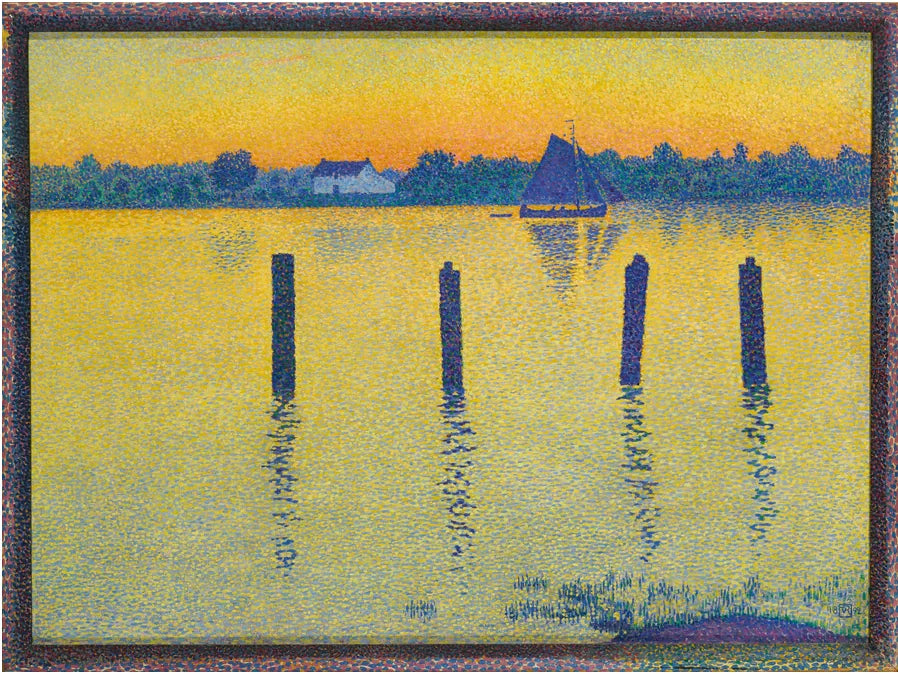L'Escaut en amont d'Anvers, le soir - Théo van Rysselberghe image 1 tableau peint à l’huile sur toile