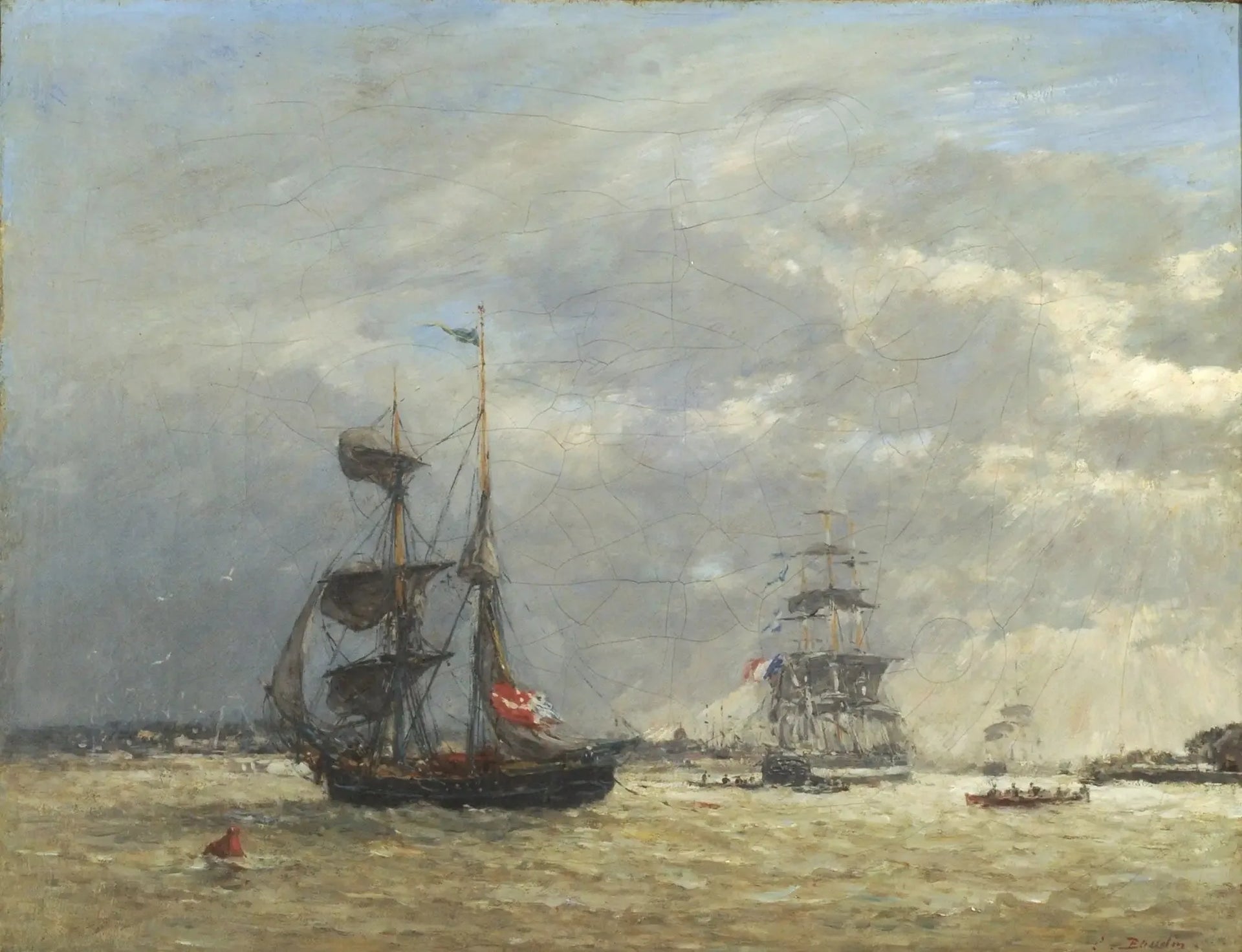 L'Escaut par temps orageux - Eugène Boudin image 1 copie de tableau peinte à la main