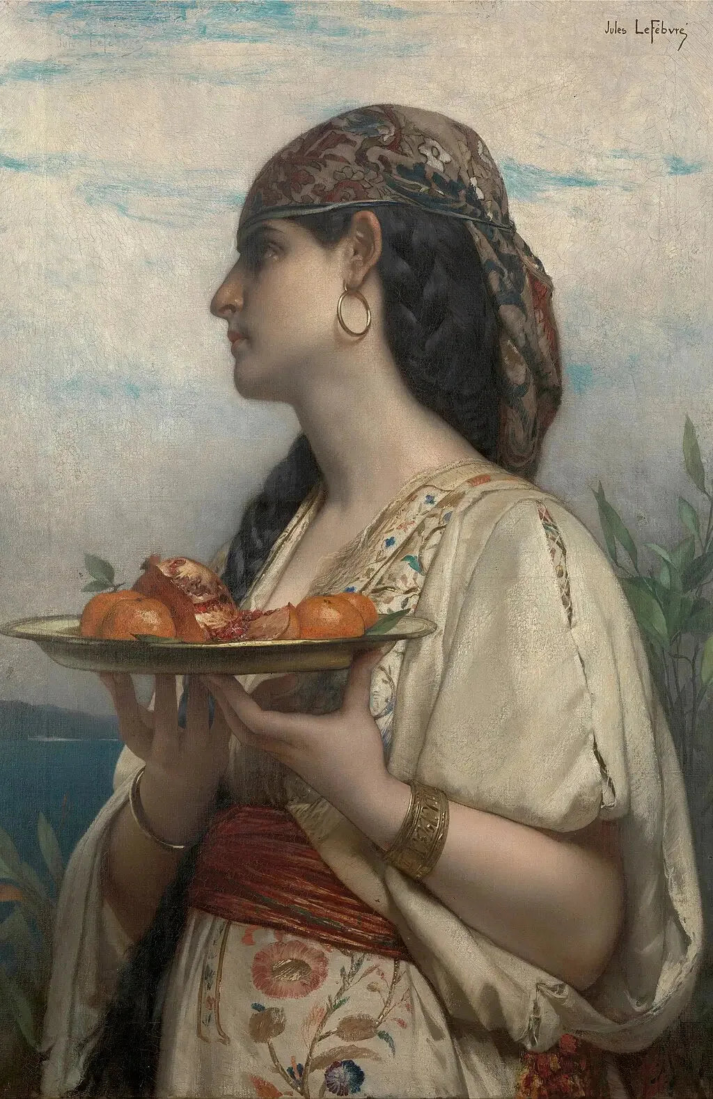 L'Esclave au plateau de fruits - Jules Lefebvre image 1 reproduction d’œuvre d’art à l’huile