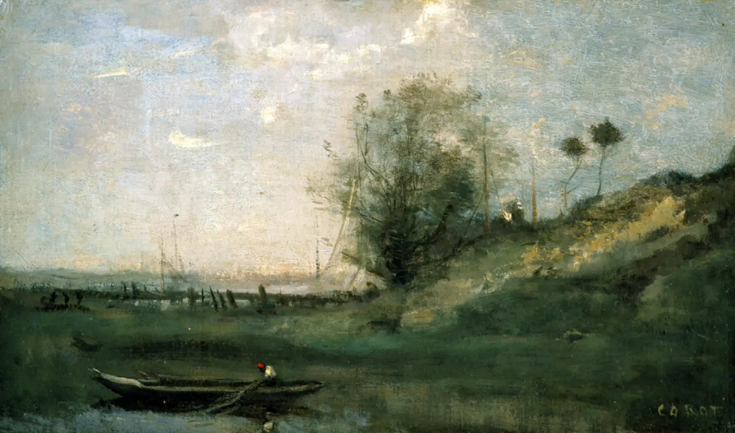 L'Estacade normande - Jean-Baptiste Camille Corot image 1 copie de tableau peinte à la main