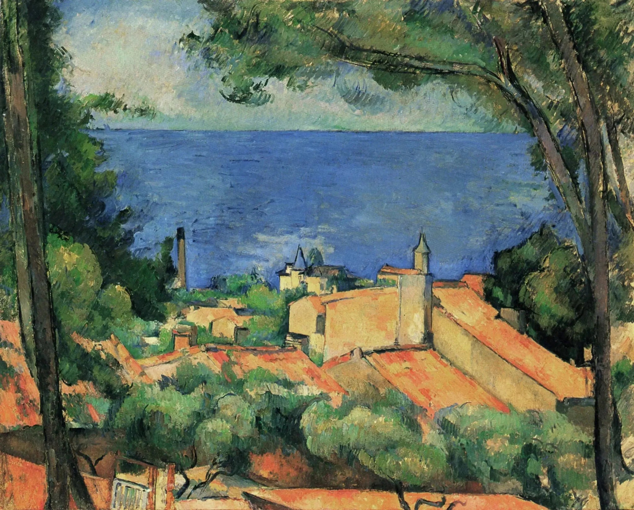 L'Estaque aux toits rouges - Paul Cézanne image 1 copie de tableau peinte à la main