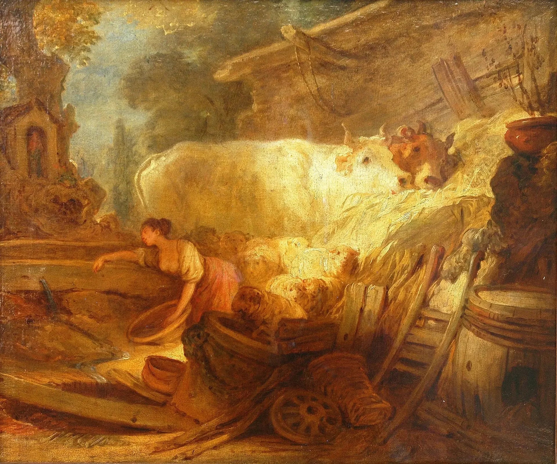 L'Étable - Jean-Honoré Fragonard image 2 copie de tableau peinte à la main