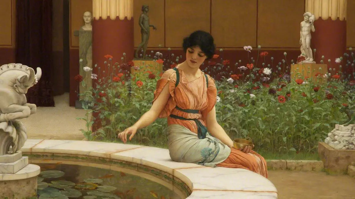 L'étang à poissons - John William Godward image 1 reproduction réalisée par Alpha Reproduction