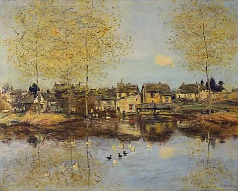 L'étang aux canards - Jean-François Raffaëlli image 1 reproduction artisanale de tableau