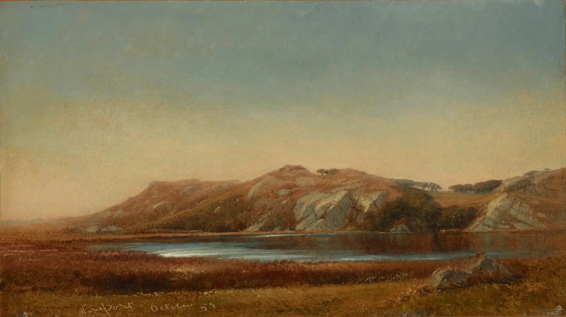 L'étang d'Almy, Newport, Rhode Island - John Frederick Kensett image 1 copie peinte à la main à l’huile