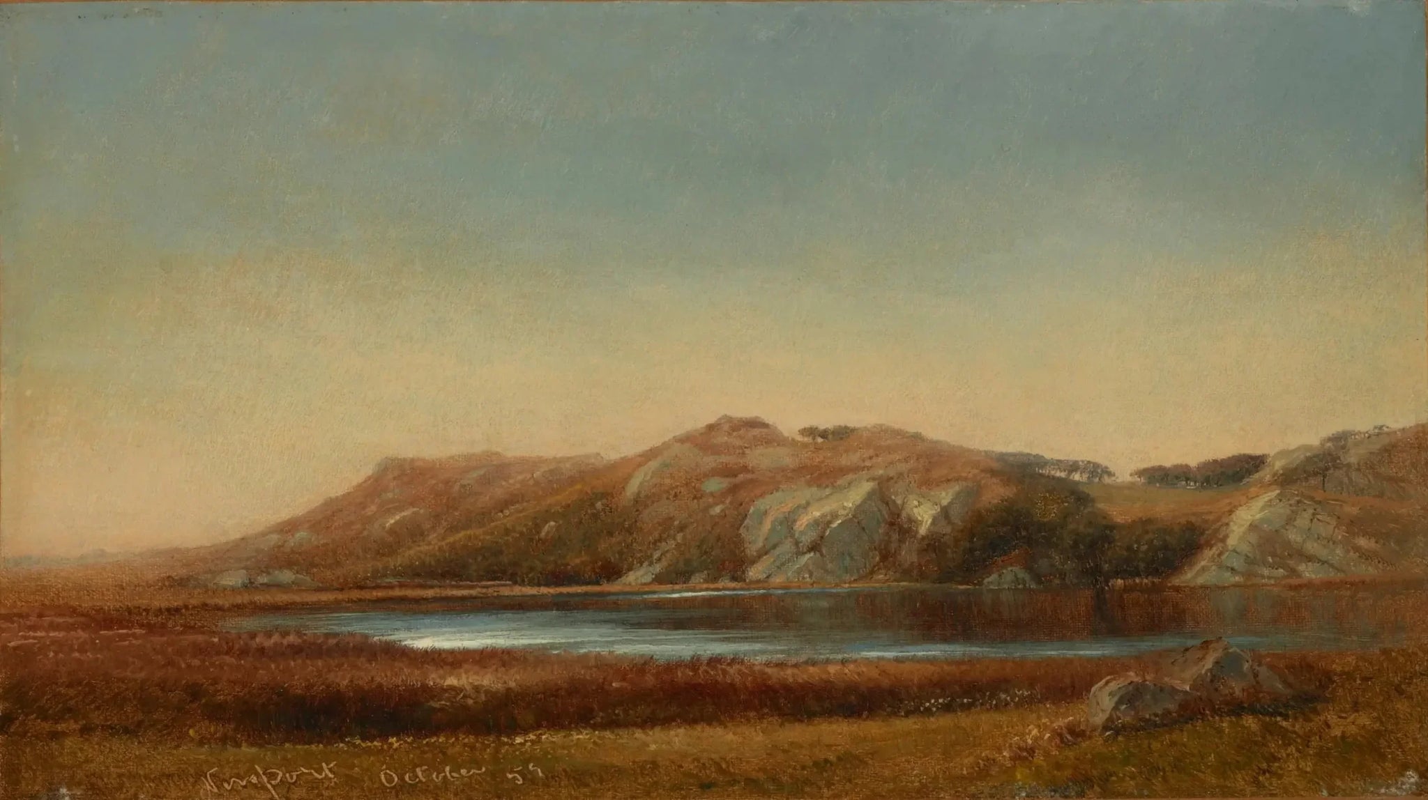 L'étang d'Almy, Newport, Rhode Island - John Frederick Kensett image 1 copie peinte à la main à l’huile