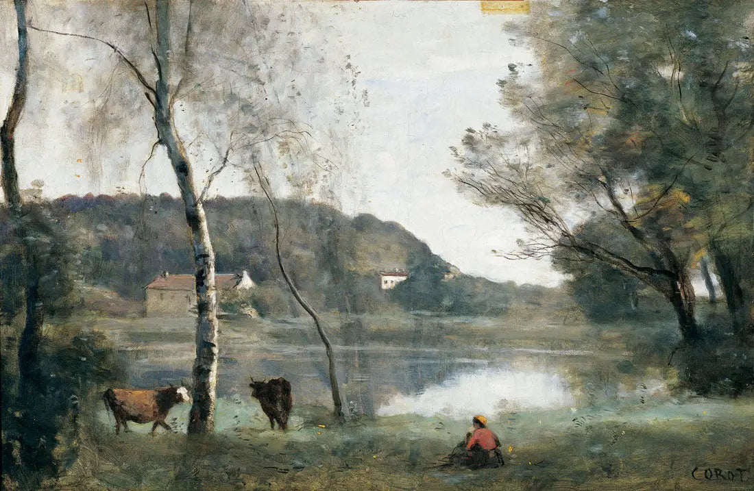 L'Étang de ville d'Avray - Jean-Baptiste Camille Corot image 1 tableau peint à l’huile sur toile