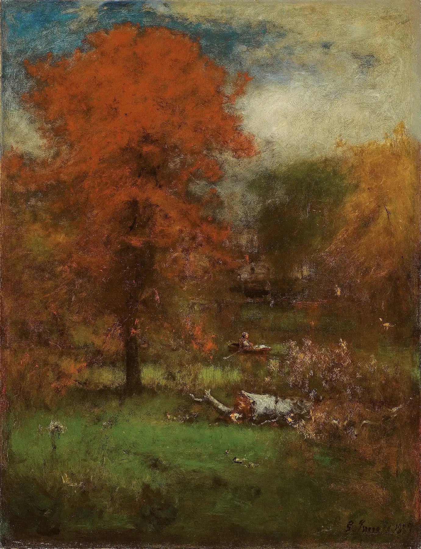 L'étang du moulin - George Inness image 1 copie peinte à la main à l’huile