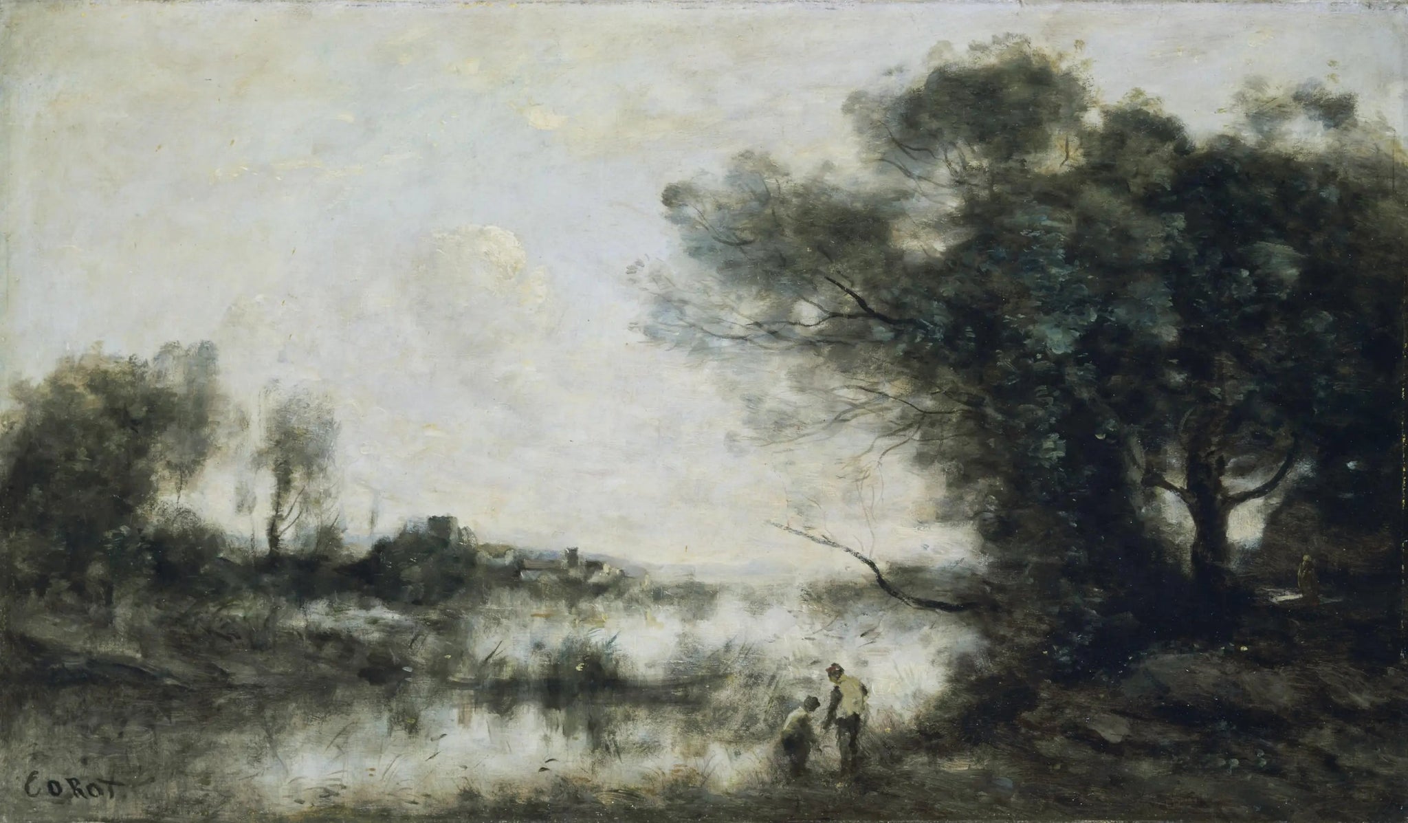 L'étang - Jean-Baptiste Camille Corot image 1 tableau peint à l’huile sur toile