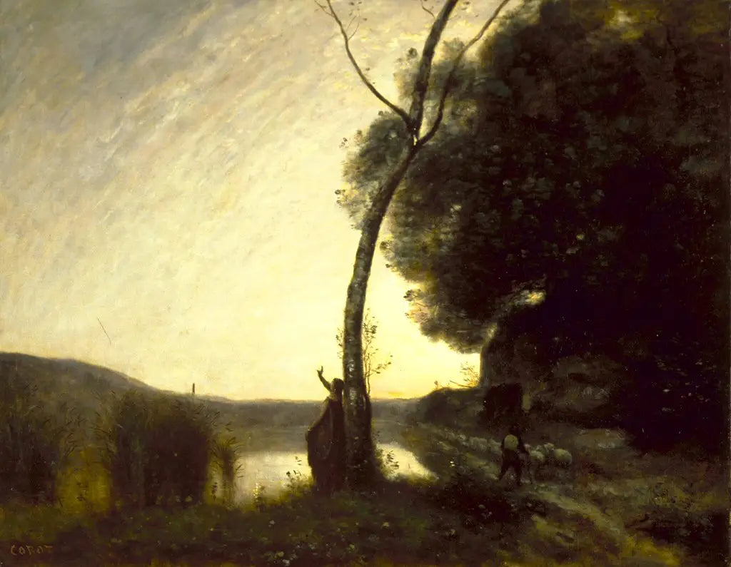 L'Étoile du berger - Jean-Baptiste Camille Corot image 1 copie peinte à la main à l’huile