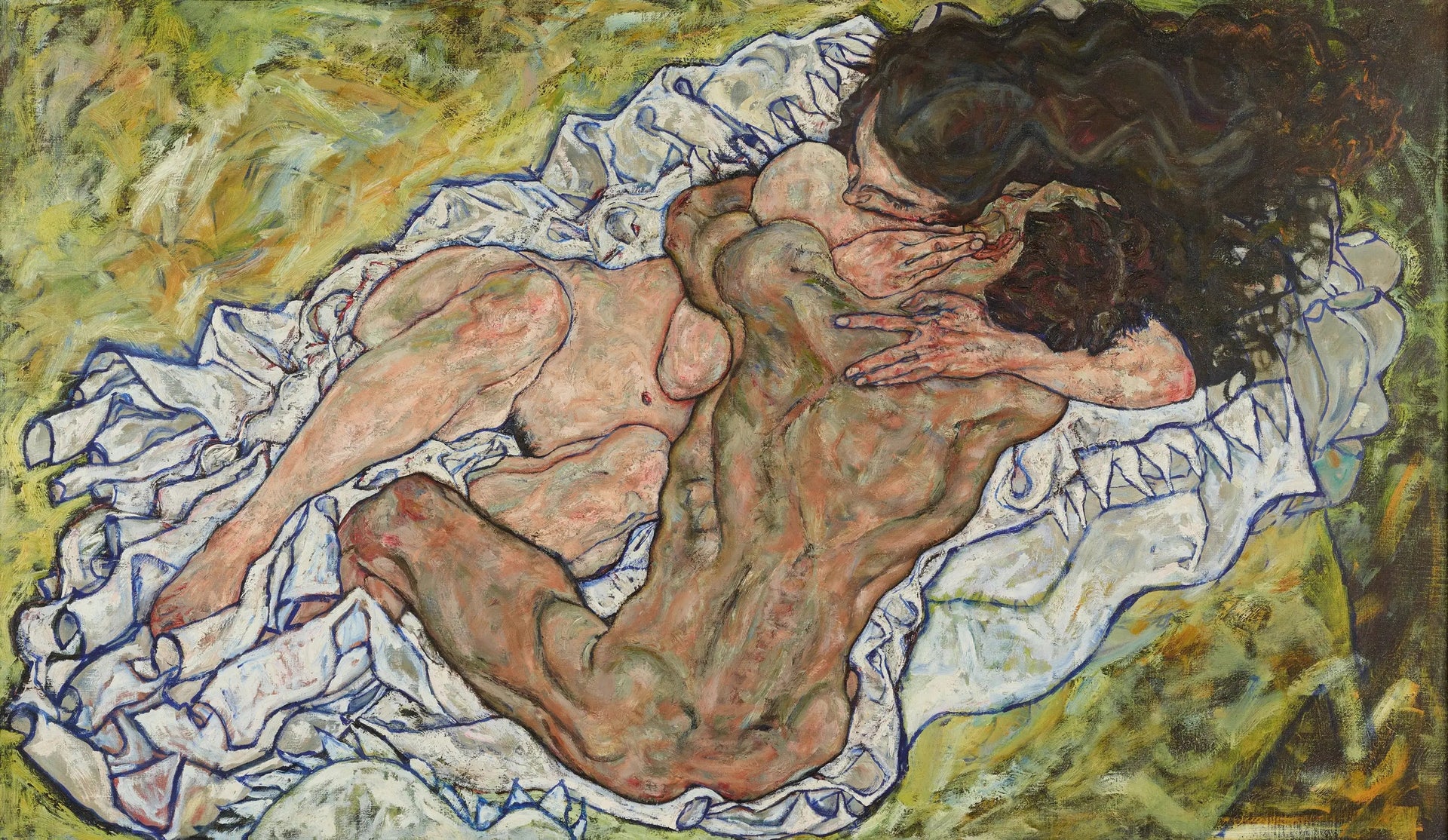 L'Étreinte - Egon Schiele image 1 copie peinte à la main à l’huile