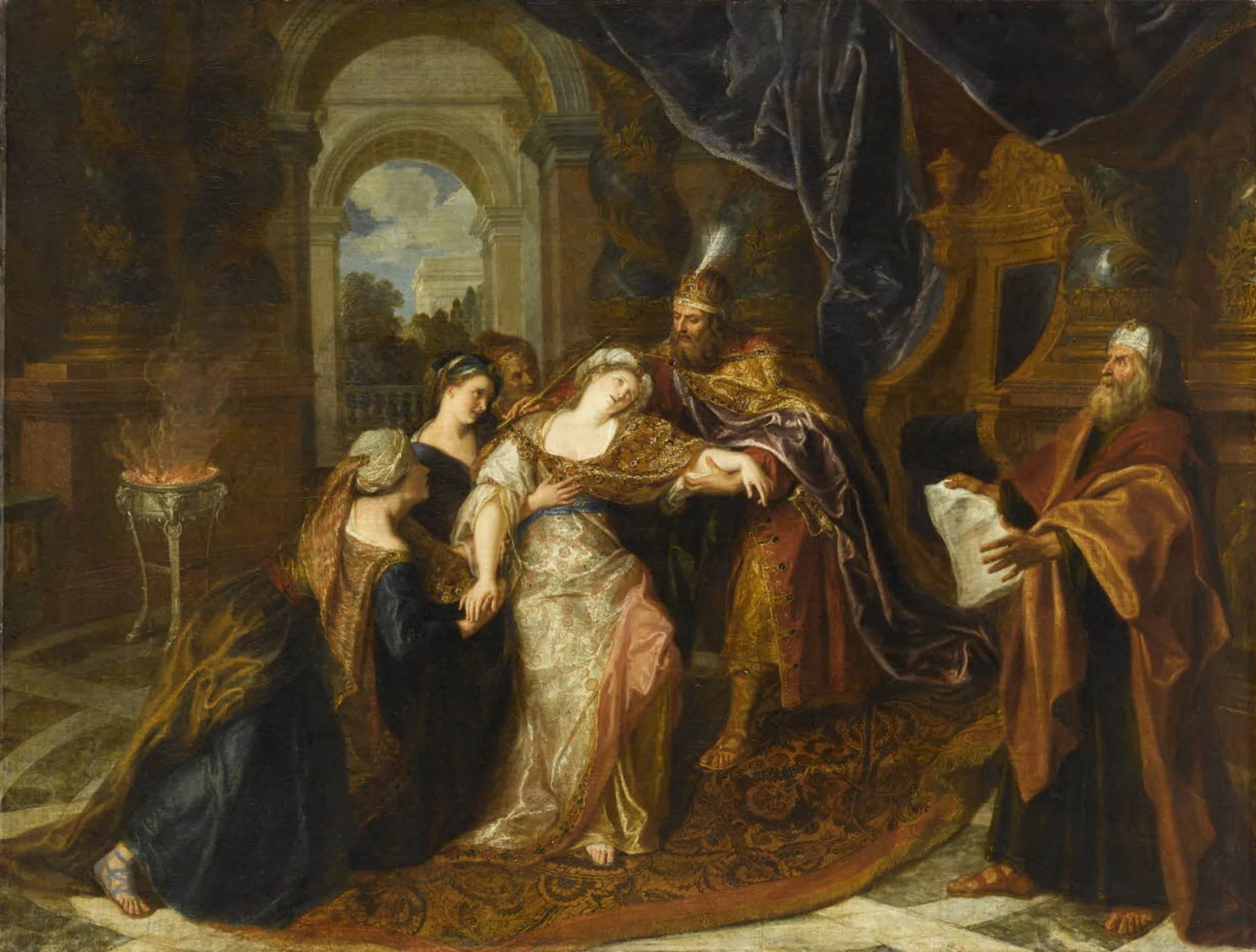 L'Évanouissement d'Esther - Antoine Coypel image 1 copie peinte à la main à l’huile