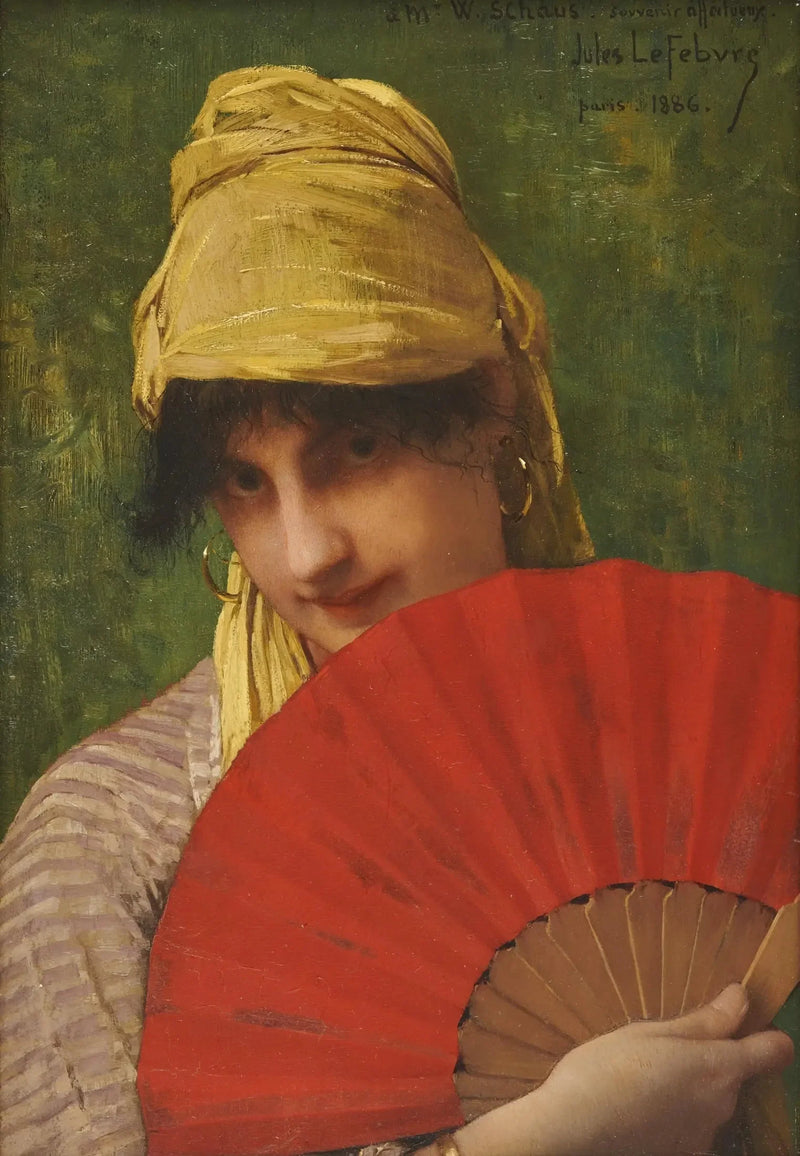 L'éventail rouge - Jules Lefebvre