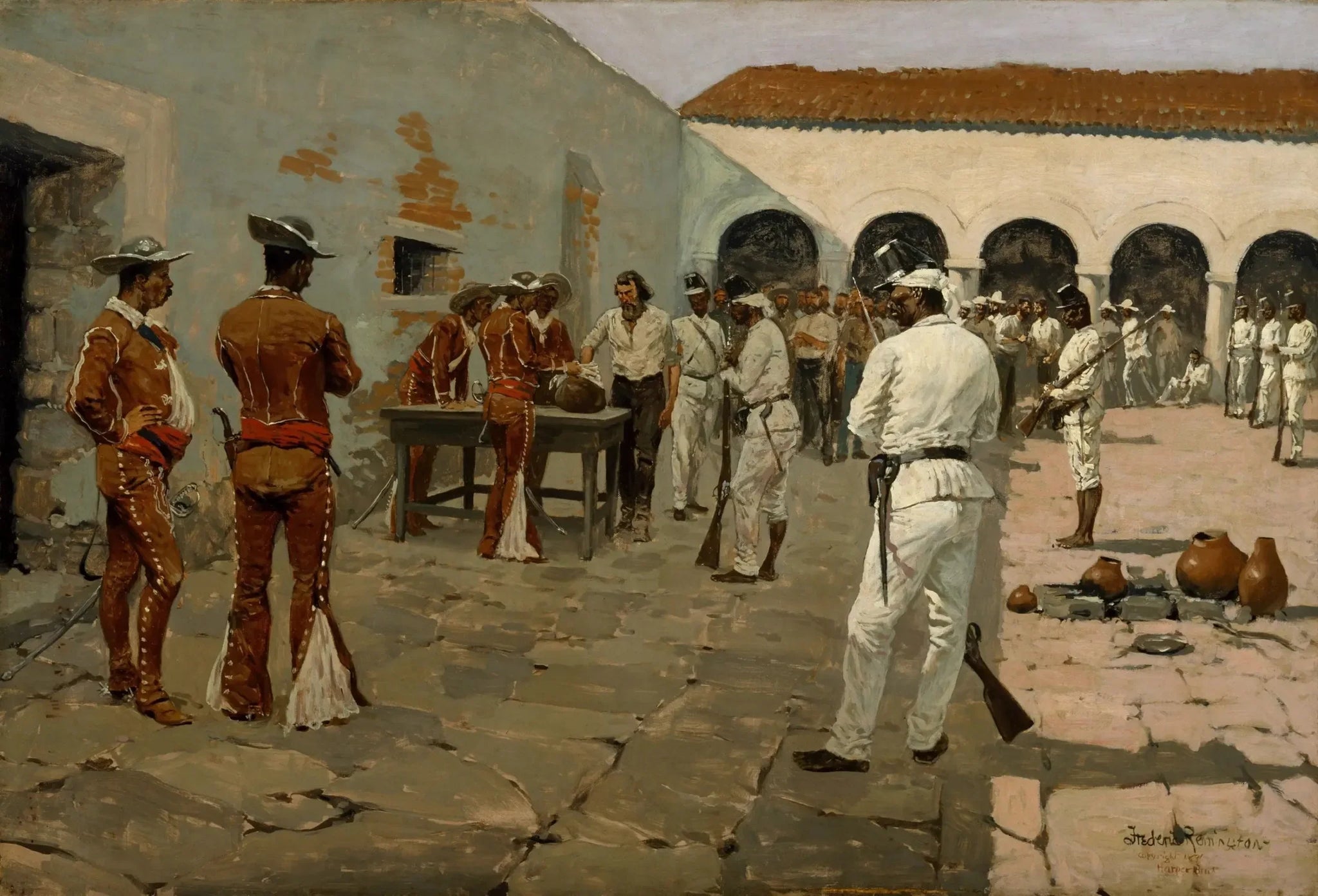 L'expédition Mier : Le dessin du haricot noir - Frederic Remington image 1 tableau peint à l’huile sur toile