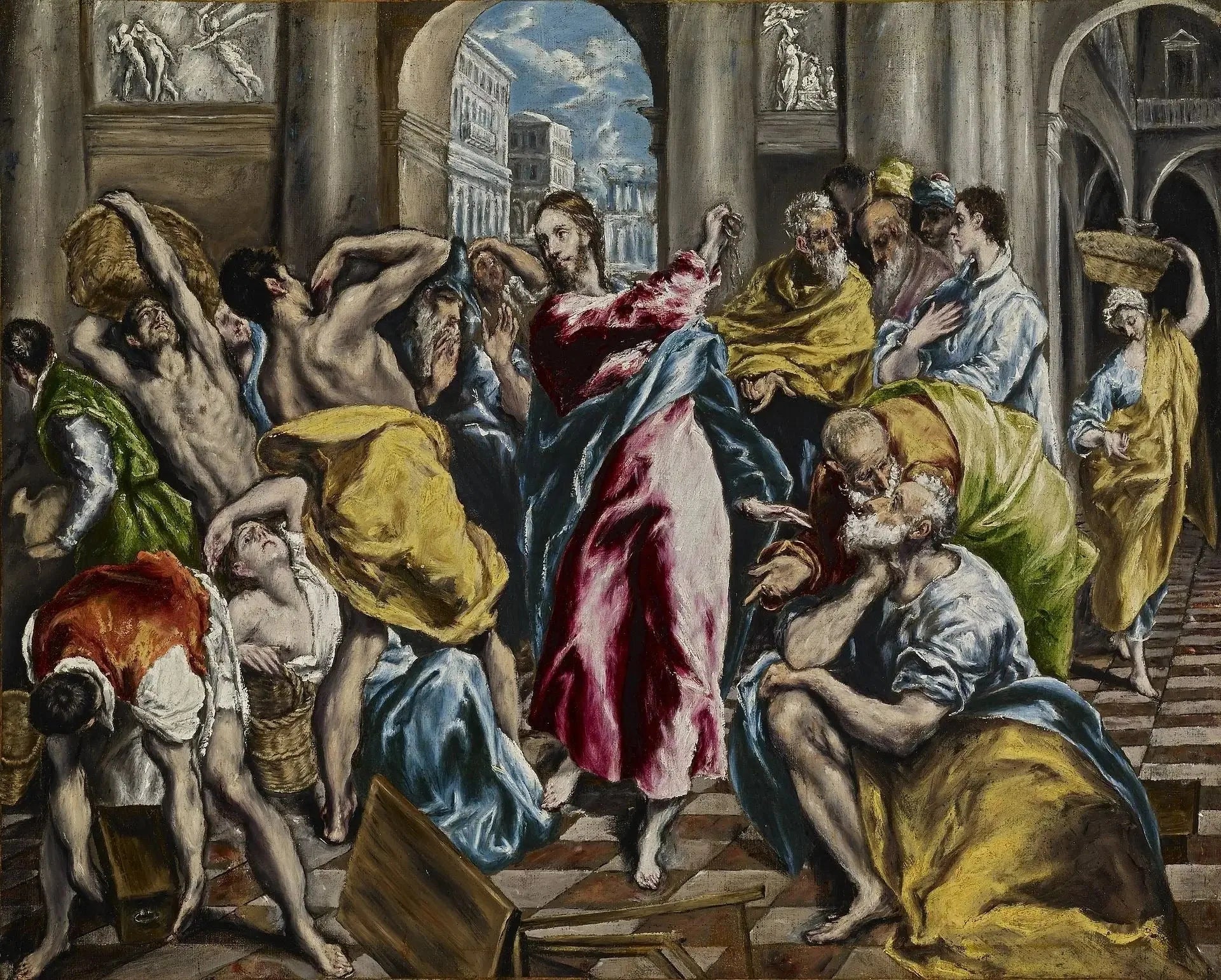 L'Expulsion des marchands du temple - El Greco image 1 reproduction de peinture à l’huile
