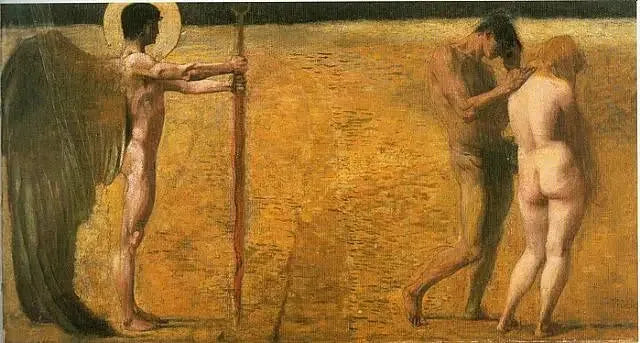 L'Expulsion du Paradis - Franz von stuck image 1 tableau peint à l’huile sur toile