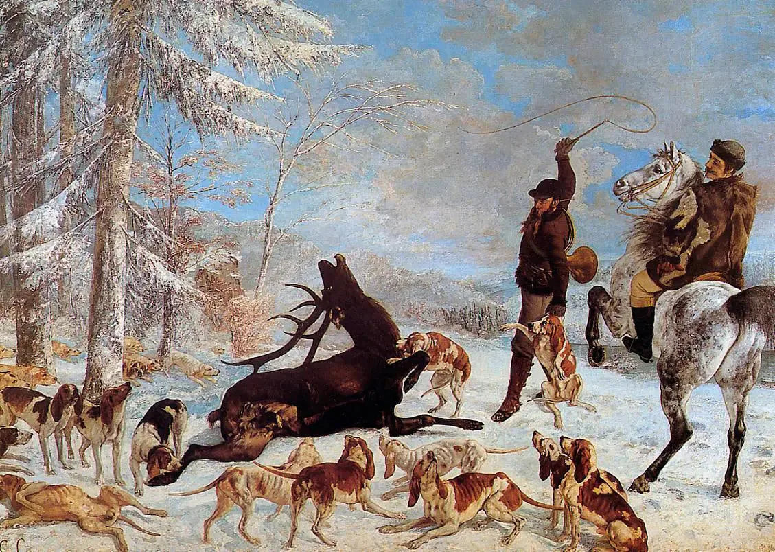 L'Hallali du cerf - Gustave Courbet image 1 copie peinte à la main à l’huile