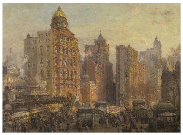 L'heure de pointe - Colin Campbell Cooper image 1 tableau peint à l’huile sur toile