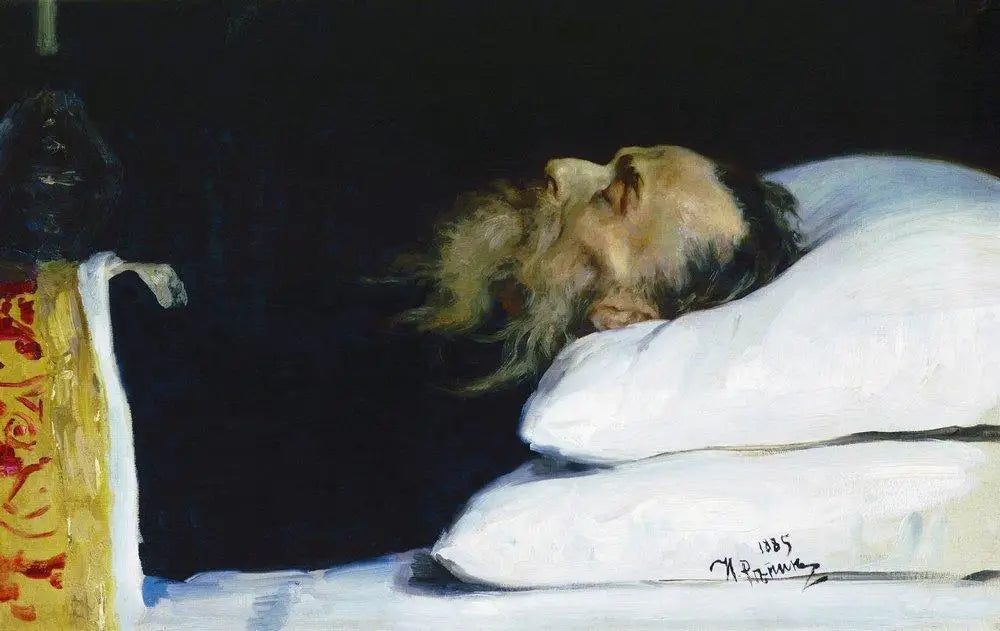 L'historien Nikolaï Ivanovitch Kostomarov dans son cercueil. - Ilya Repin image 1 reproduction de peinture à l’huile