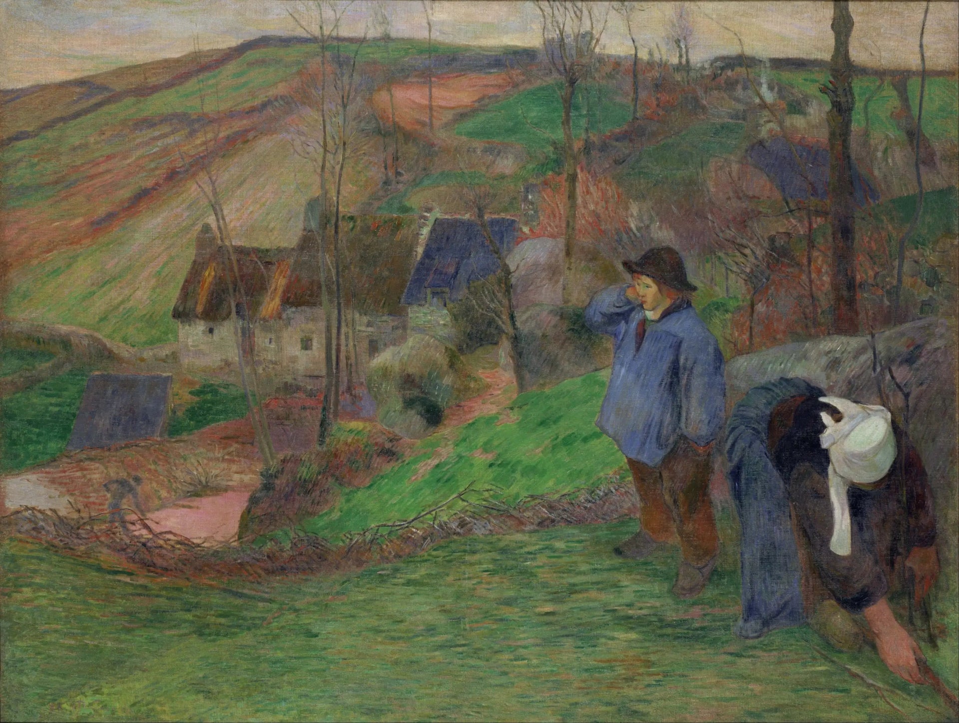 L'Hiver à Pont-Aven, petit Breton et ramasseuse - Paul Gauguin image 1 tableau peint à l’huile sur toile