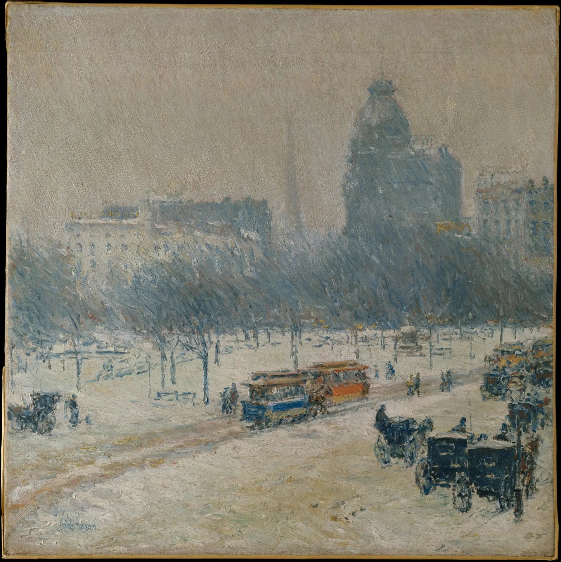 L'hiver à Union Square - Childe Hassam image 1 reproduction d’œuvre d’art à l’huile
