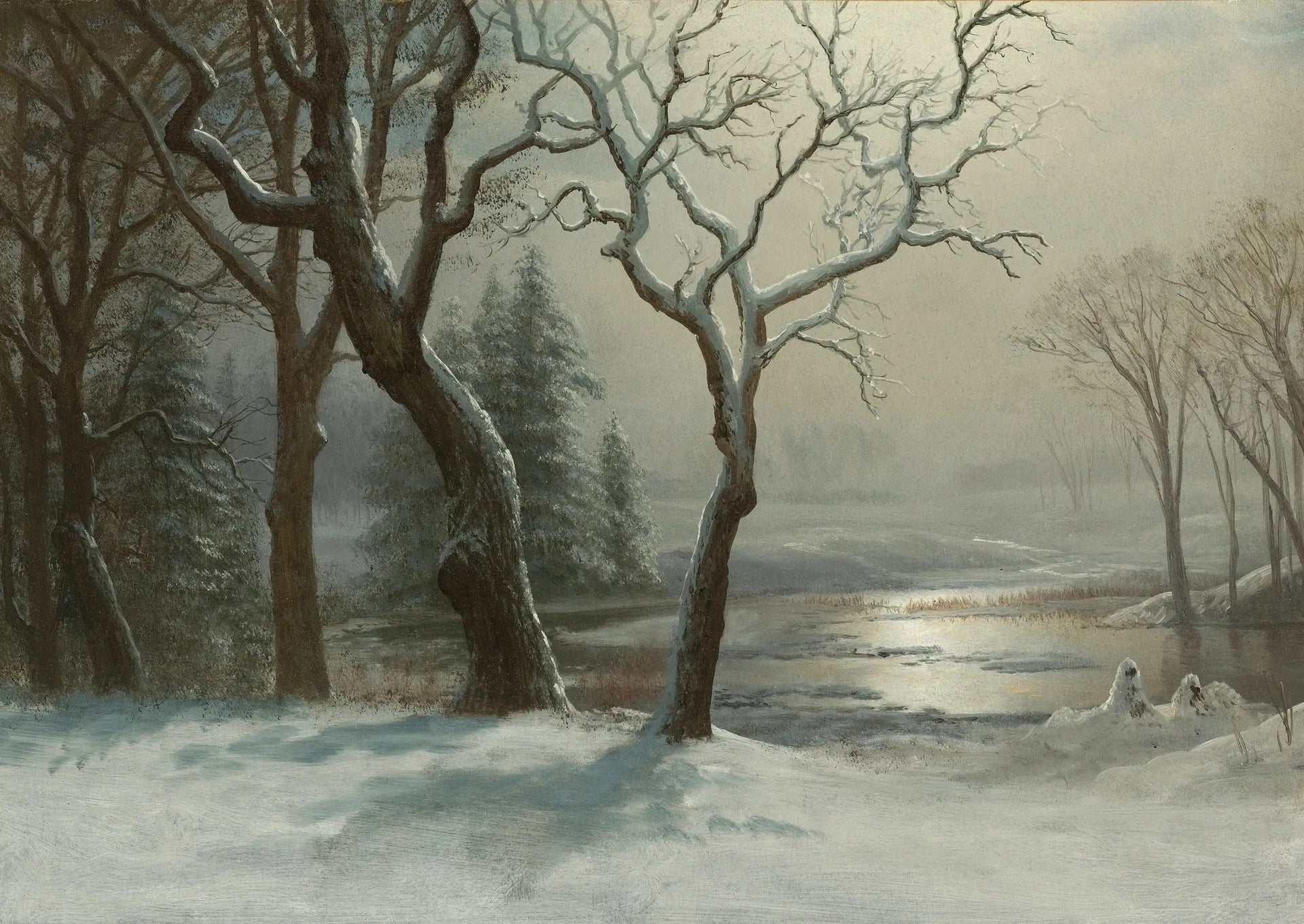 L'hiver à Yosemite - Albert Bierstadt image 1 reproduction artisanale de tableau